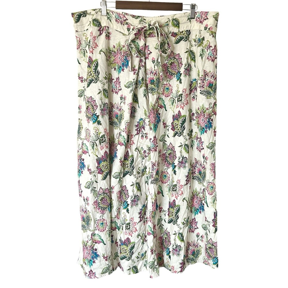 Soft Surroundings Skirt Women's‎ Jordan Linen Ipanema Floral Maxi Size 1X Boho